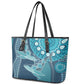 South Africa Whale Festival Leather Tote Bag African Shwe Shwe Pattern - African Pride