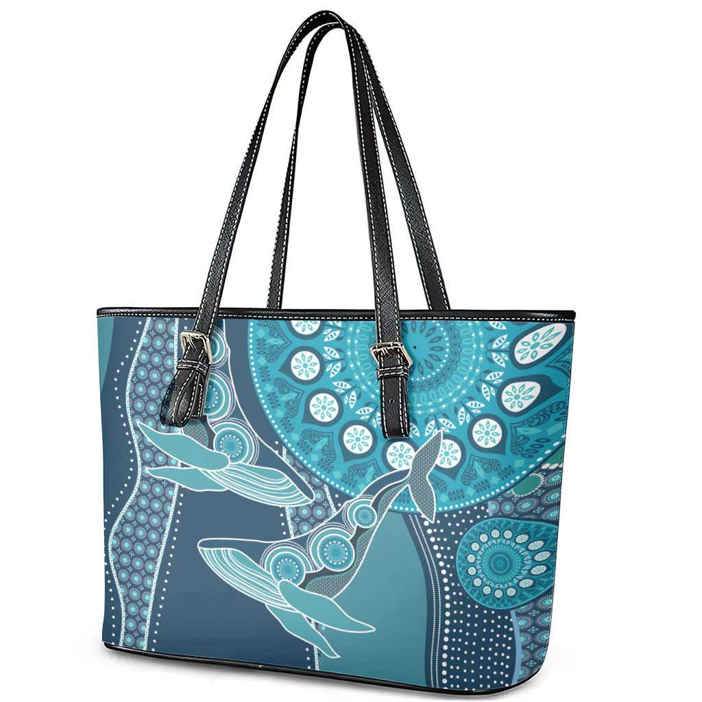 South Africa Whale Festival Leather Tote Bag African Shwe Shwe Pattern - African Pride
