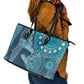 South Africa Whale Festival Leather Tote Bag African Shwe Shwe Pattern - African Pride
