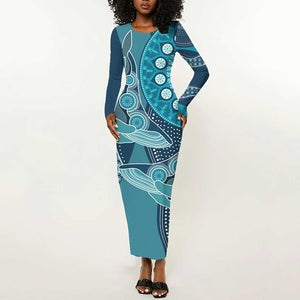 South Africa Whale Festival Personalized Long Sleeve Bodycon Dress African Shwe Shwe Pattern - African Pride