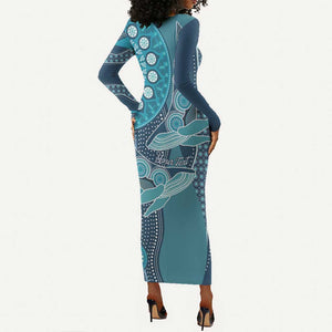South Africa Whale Festival Personalized Long Sleeve Bodycon Dress African Shwe Shwe Pattern - African Pride