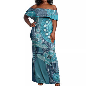 South Africa Whale Festival Personalized Off Shoulder Maxi Dress African Shwe Shwe Pattern - African Pride