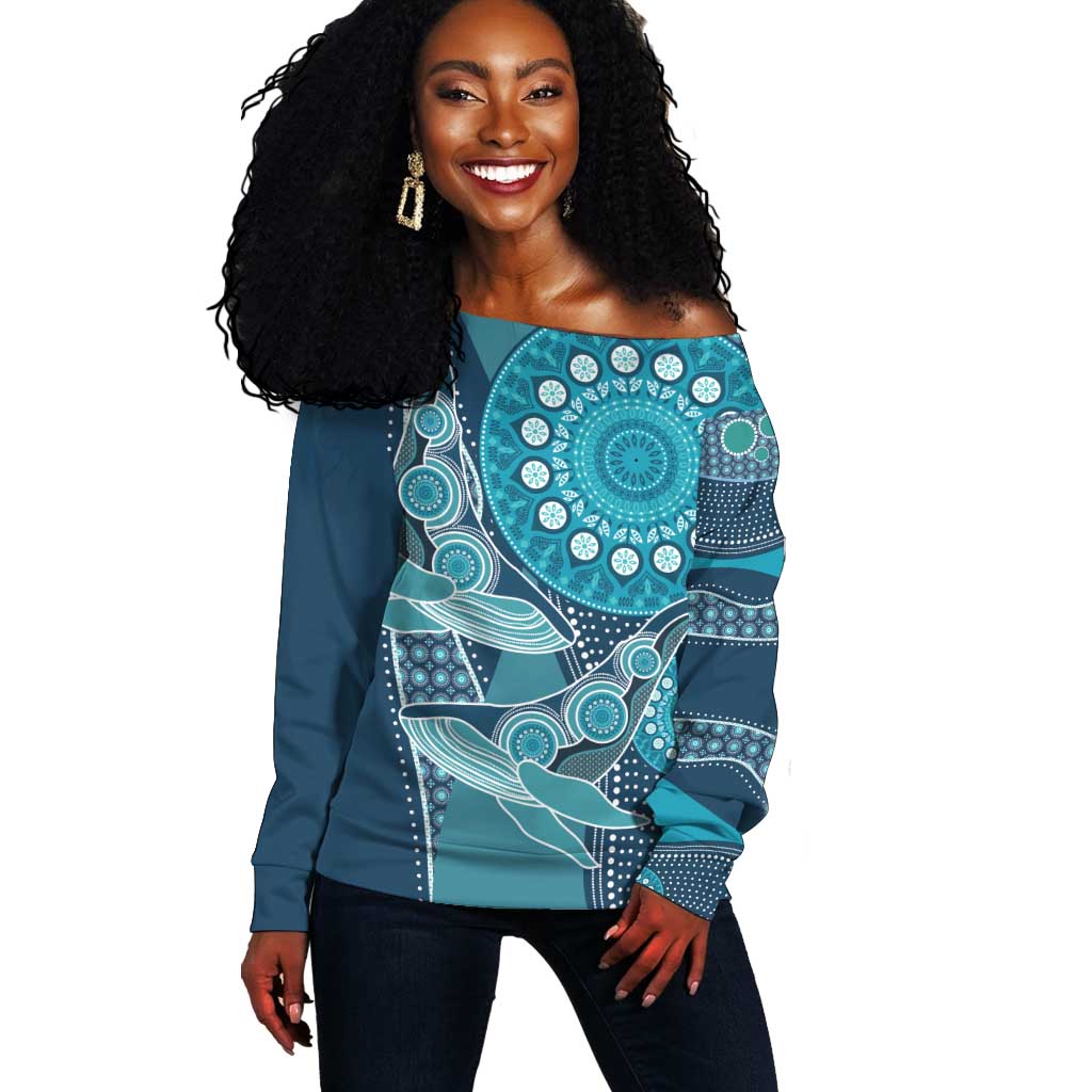 South Africa Whale Festival Personalized Off Shoulder Sweater African Shwe Shwe Pattern - African Pride