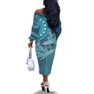 South Africa Whale Festival Personalized Off The Shoulder Long Sleeve Dress African Shwe Shwe Pattern - African Pride