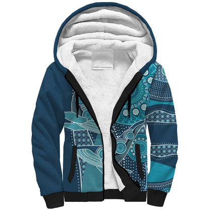 South Africa Whale Festival Personalized Sherpa Hoodie African Shwe Shwe Pattern - African Pride