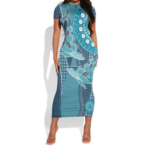 South Africa Whale Festival Personalized Short Sleeve Bodycon Dress African Shwe Shwe Pattern - African Pride