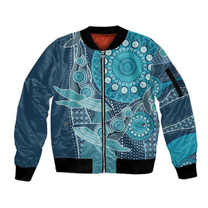 South Africa Whale Festival Personalized Sleeve Zip Bomber Jacket African Shwe Shwe Pattern - African Pride