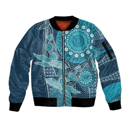 South Africa Whale Festival Personalized Sleeve Zip Bomber Jacket African Shwe Shwe Pattern - African Pride