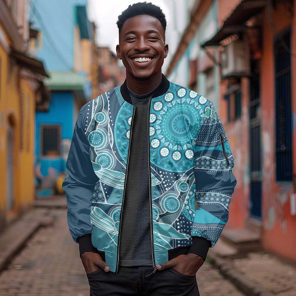 South Africa Whale Festival Personalized Sleeve Zip Bomber Jacket African Shwe Shwe Pattern - African Pride