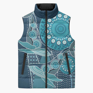 Personalized South Africa Whale Fes Sleeveless Puffer Jacket African Shwe Shwe Pattern