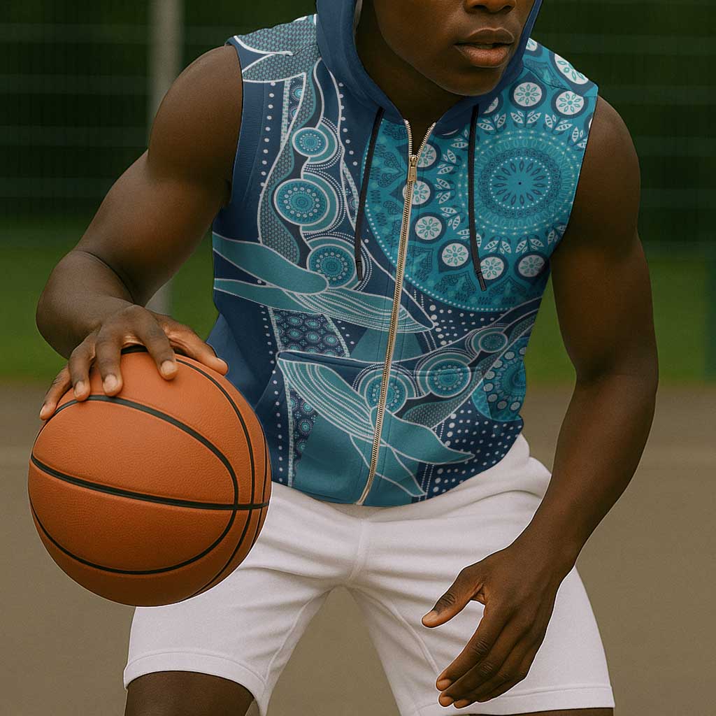 South Africa Whale Festival Personalized Sleeveless Zip Hoodie African Shwe Shwe Pattern - African Pride