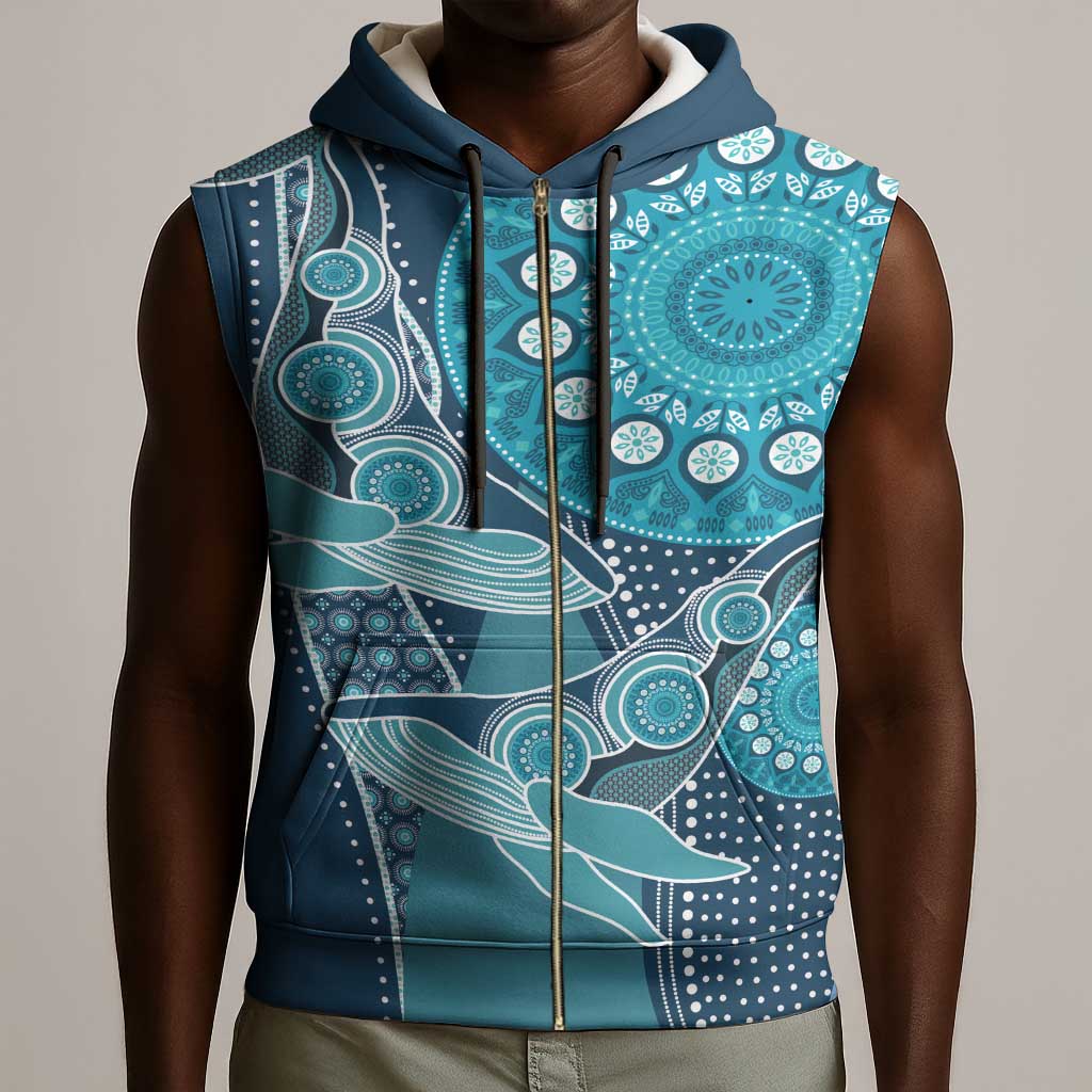 South Africa Whale Festival Personalized Sleeveless Zip Hoodie African Shwe Shwe Pattern - African Pride