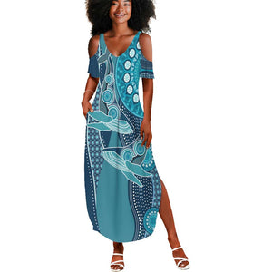 South Africa Whale Festival Personalized Summer Maxi Dress African Shwe Shwe Pattern - African Pride