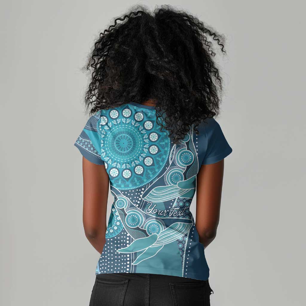South Africa Whale Festival Personalized Women V-Neck T-Shirt African Shwe Shwe Pattern - African Pride