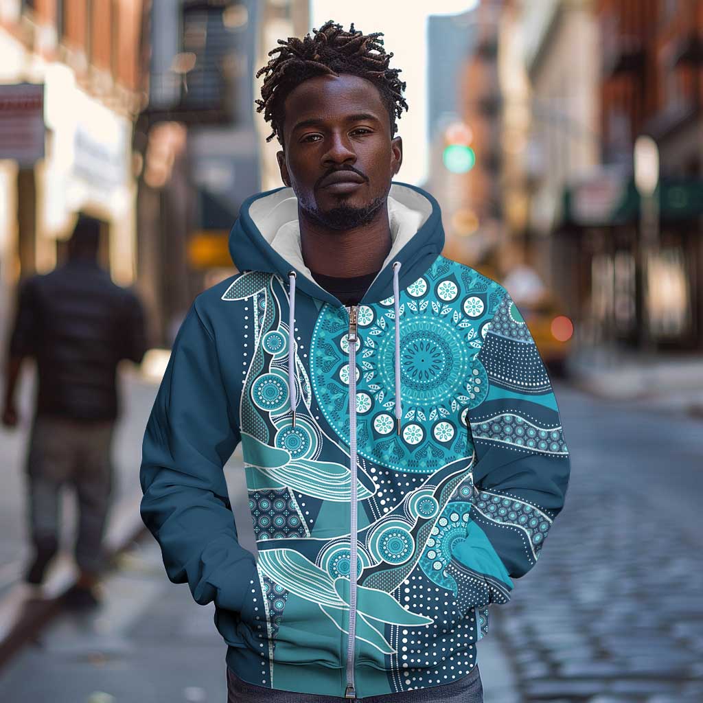 South Africa Whale Festival Personalized Zip Hoodie African Shwe Shwe Pattern - African Pride