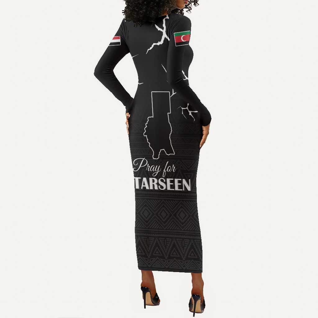 Pray for Tarseen Long Sleeve Bodycon Dress Sudan Darfur Be Strong - African Pride