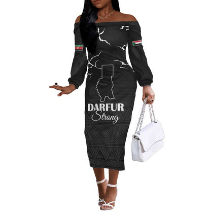 Pray for Tarseen Off The Shoulder Long Sleeve Dress Sudan Darfur Be Strong - African Pride