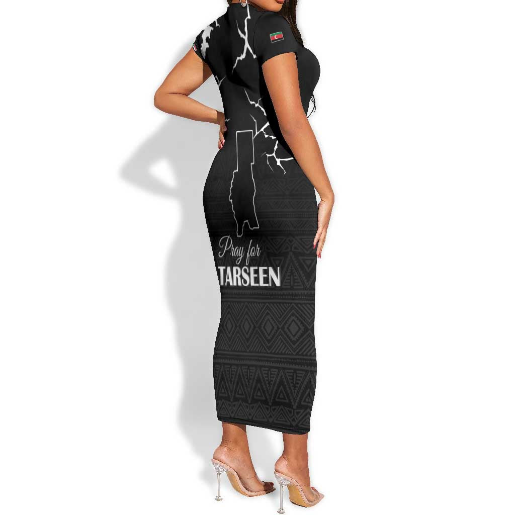 Pray for Tarseen Short Sleeve Bodycon Dress Sudan Darfur Be Strong - African Pride