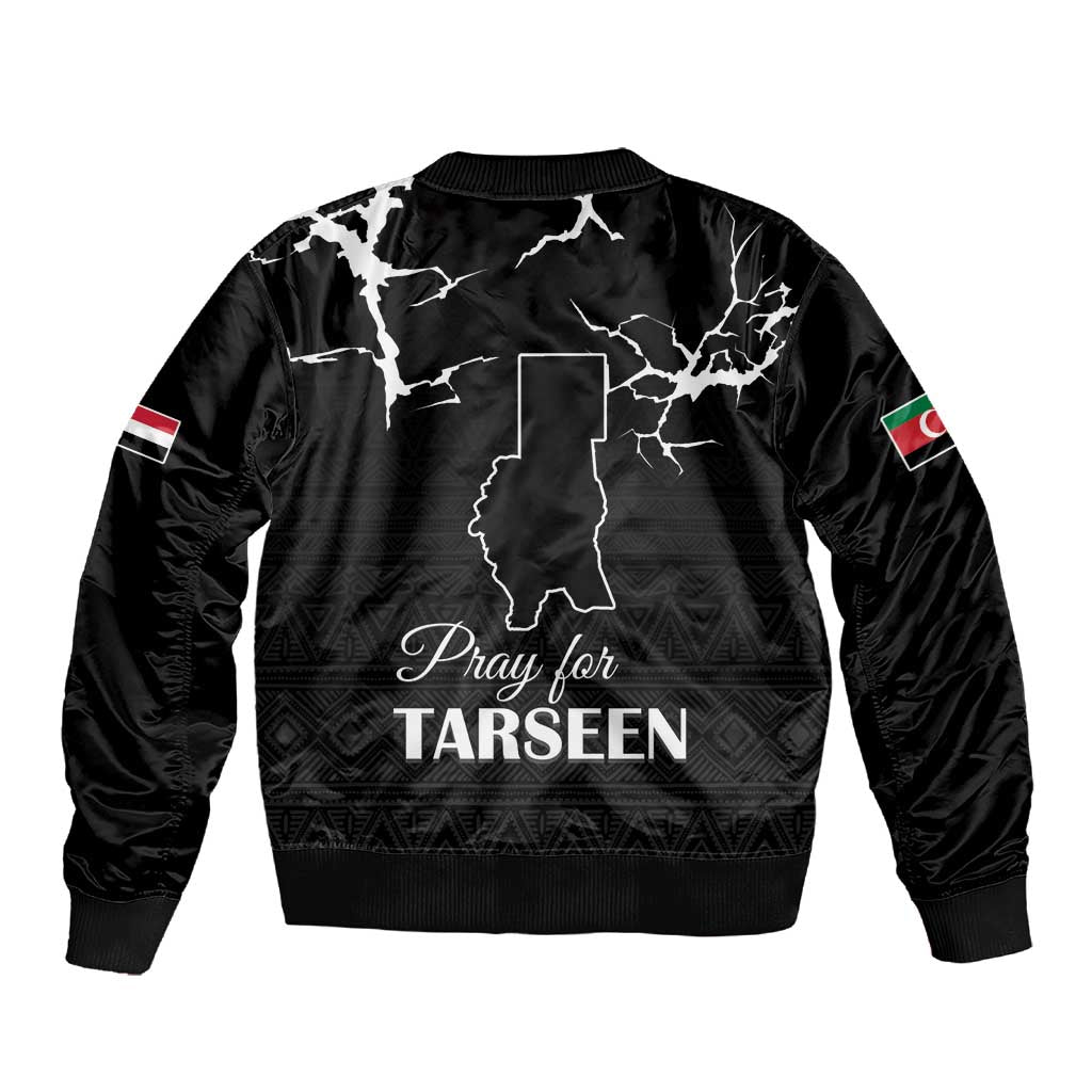Pray for Tarseen Sleeve Zip Bomber Jacket Sudan Darfur Be Strong - African Pride