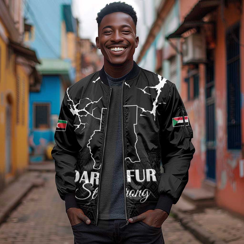 Pray for Tarseen Sleeve Zip Bomber Jacket Sudan Darfur Be Strong - African Pride