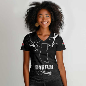 Pray for Tarseen Women V-Neck T-Shirt Sudan Darfur Be Strong - African Pride