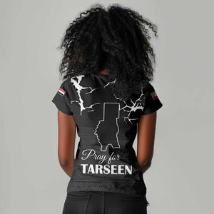 Pray for Tarseen Women V-Neck T-Shirt Sudan Darfur Be Strong - African Pride