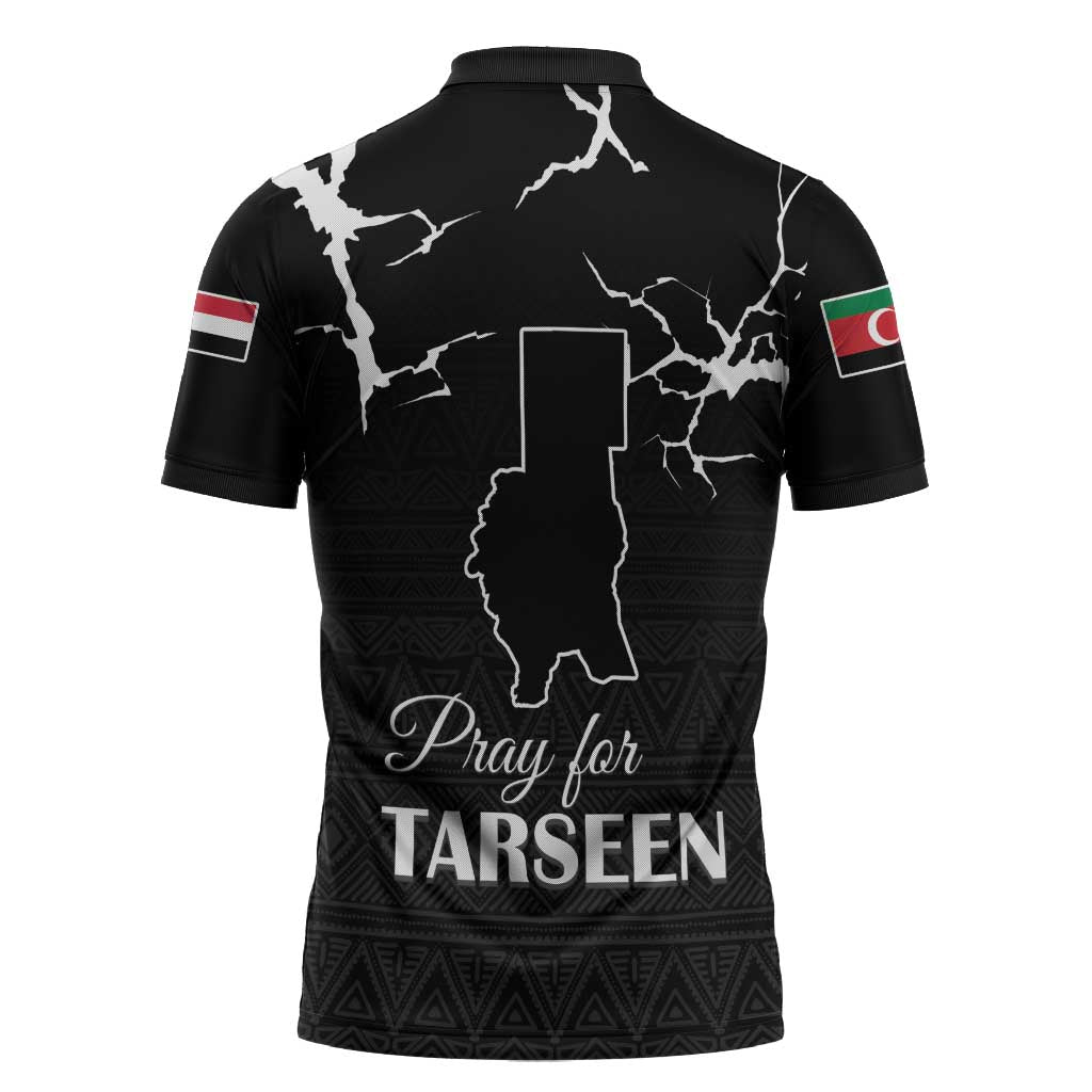 Darfur Sudan Strong Zipper Polo Shirt Pray for Tarseen