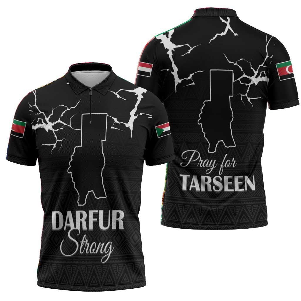 Darfur Sudan Strong Zipper Polo Shirt Pray for Tarseen