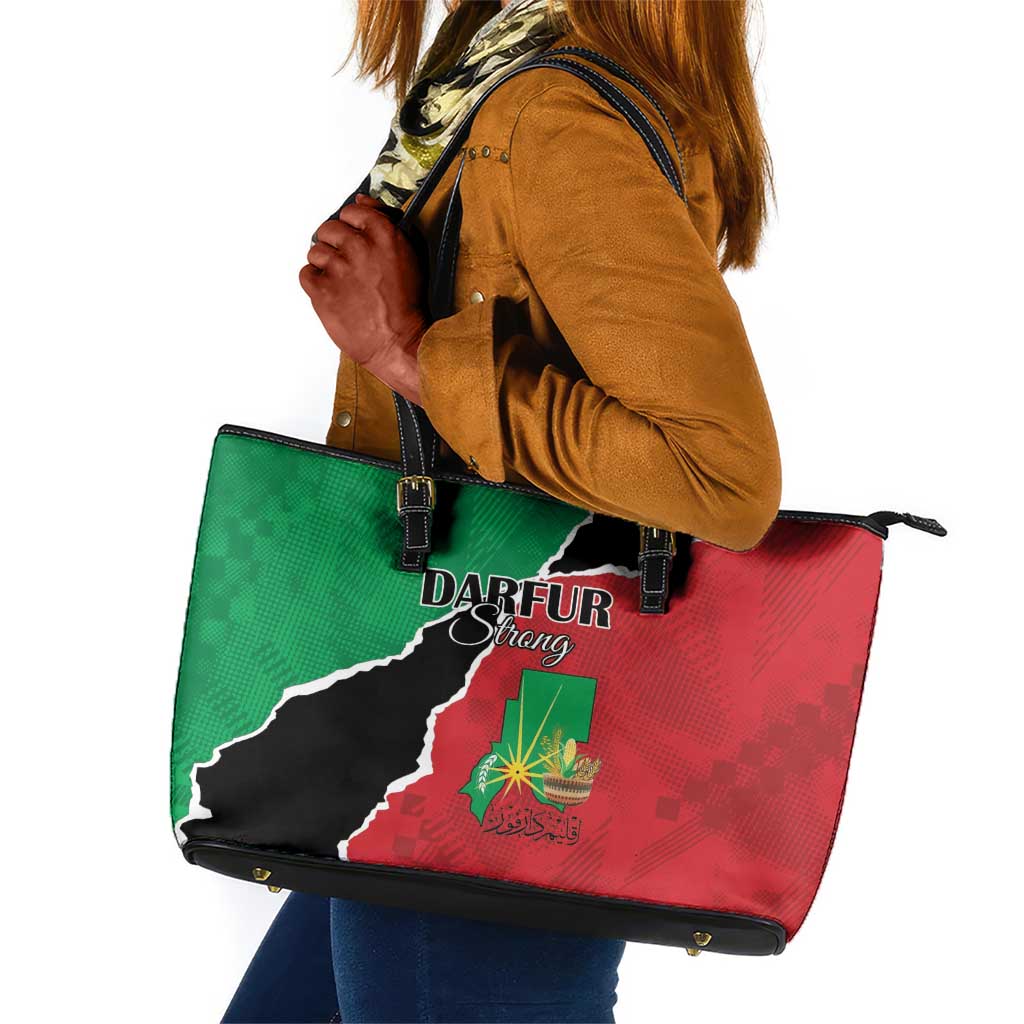 Darfur Sudan Leather Tote Bag Be Strong - African Pride