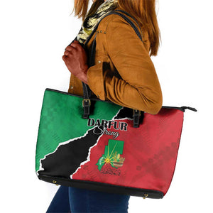 Darfur Sudan Leather Tote Bag Be Strong - African Pride