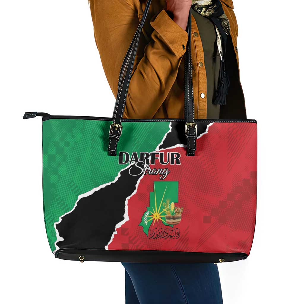 Darfur Sudan Leather Tote Bag Be Strong - African Pride