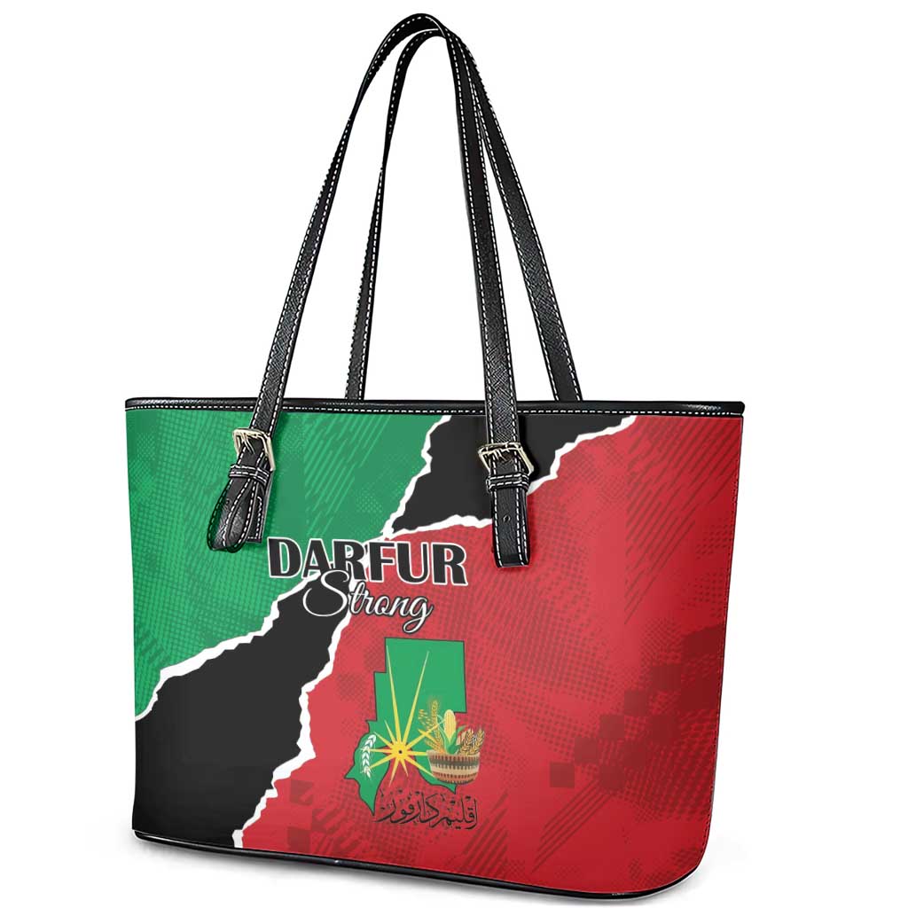Darfur Sudan Leather Tote Bag Be Strong - African Pride