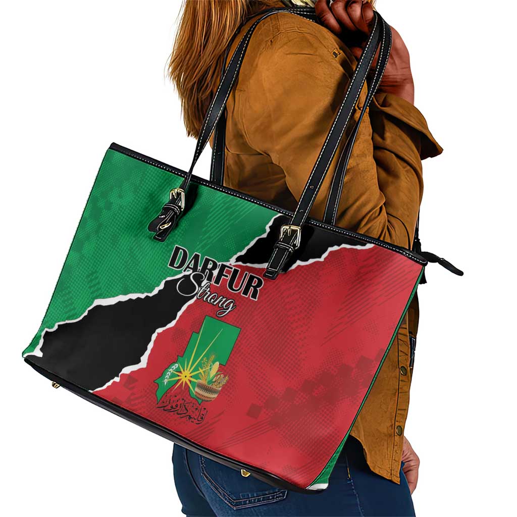 Darfur Sudan Leather Tote Bag Be Strong - African Pride