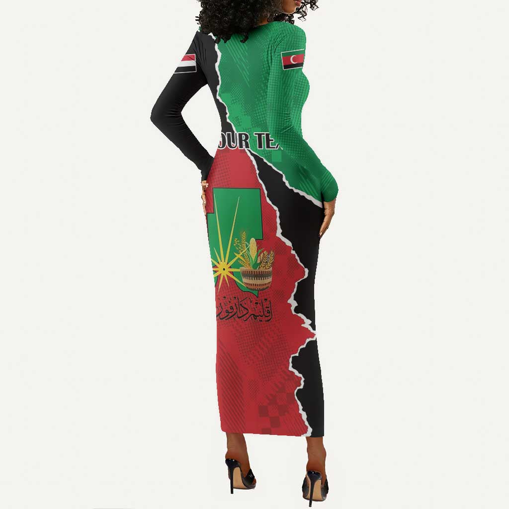 Darfur Sudan Personalized Long Sleeve Bodycon Dress Be Strong - African Pride