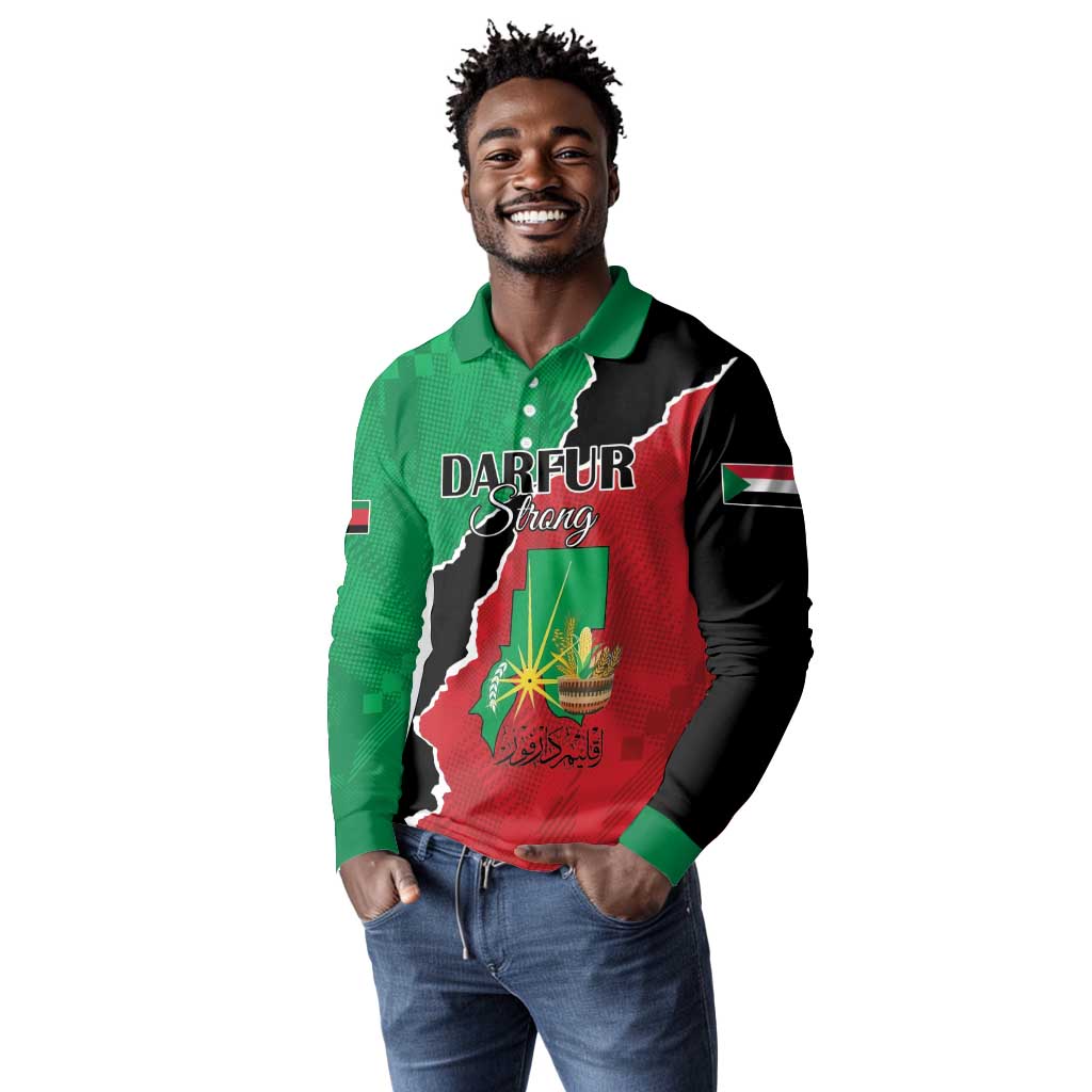 Darfur Sudan Personalized Long Sleeve Polo Shirt Be Strong - African Pride