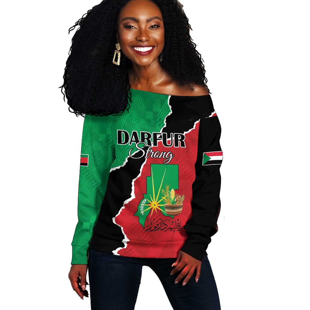 Darfur Sudan Personalized Off Shoulder Sweater Be Strong - African Pride