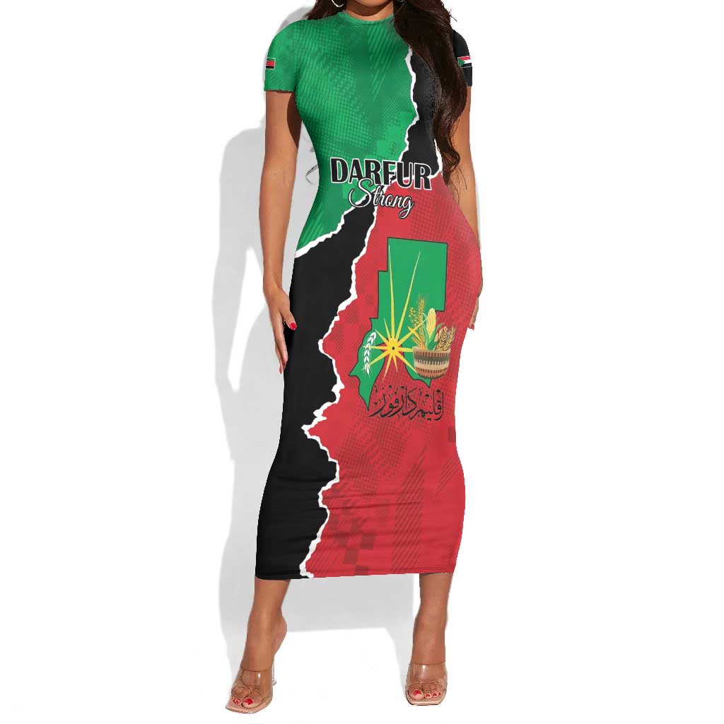 Darfur Sudan Personalized Short Sleeve Bodycon Dress Be Strong - African Pride