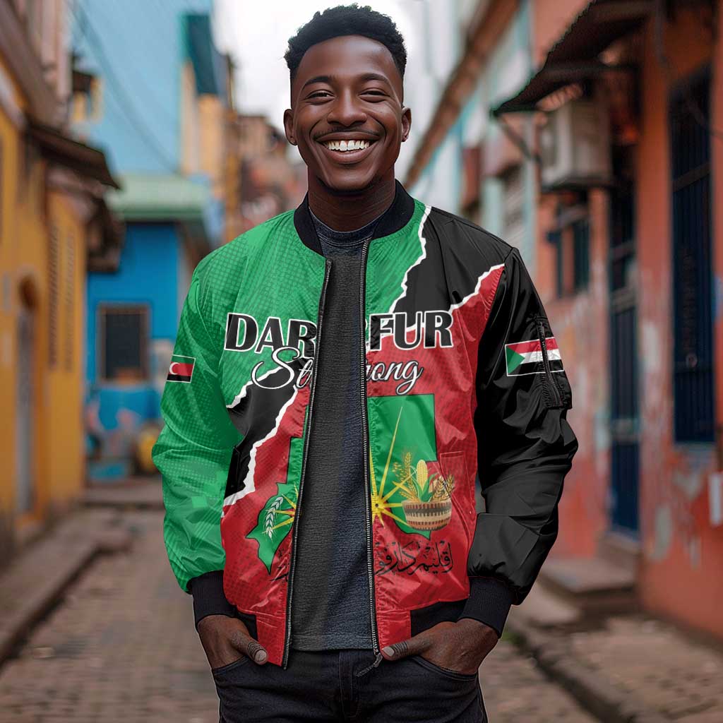 Darfur Sudan Personalized Sleeve Zip Bomber Jacket Be Strong - African Pride