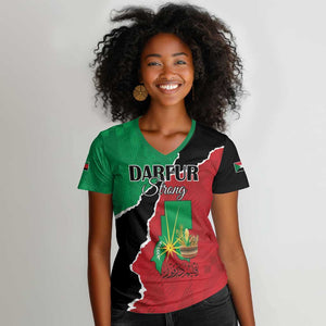 Darfur Sudan Personalized Women V-Neck T-Shirt Be Strong - African Pride