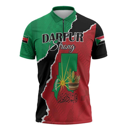 Personalized Sudan Zipper Polo Shirt Darfur Be Strong