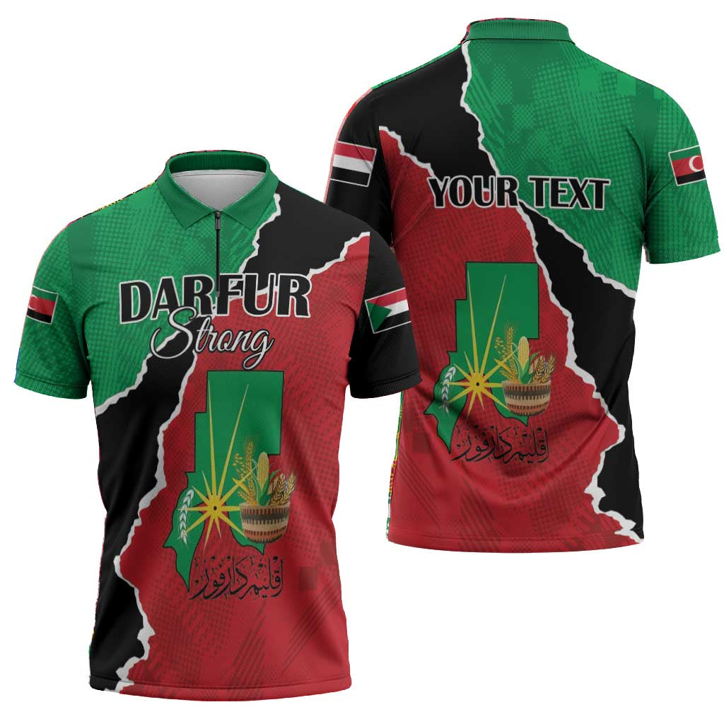 Personalized Sudan Zipper Polo Shirt Darfur Be Strong