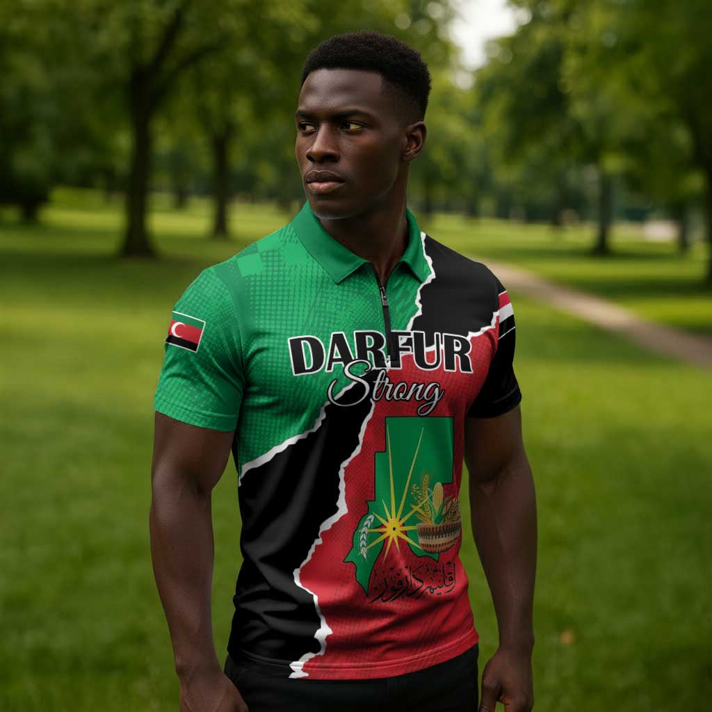 Personalized Sudan Zipper Polo Shirt Darfur Be Strong
