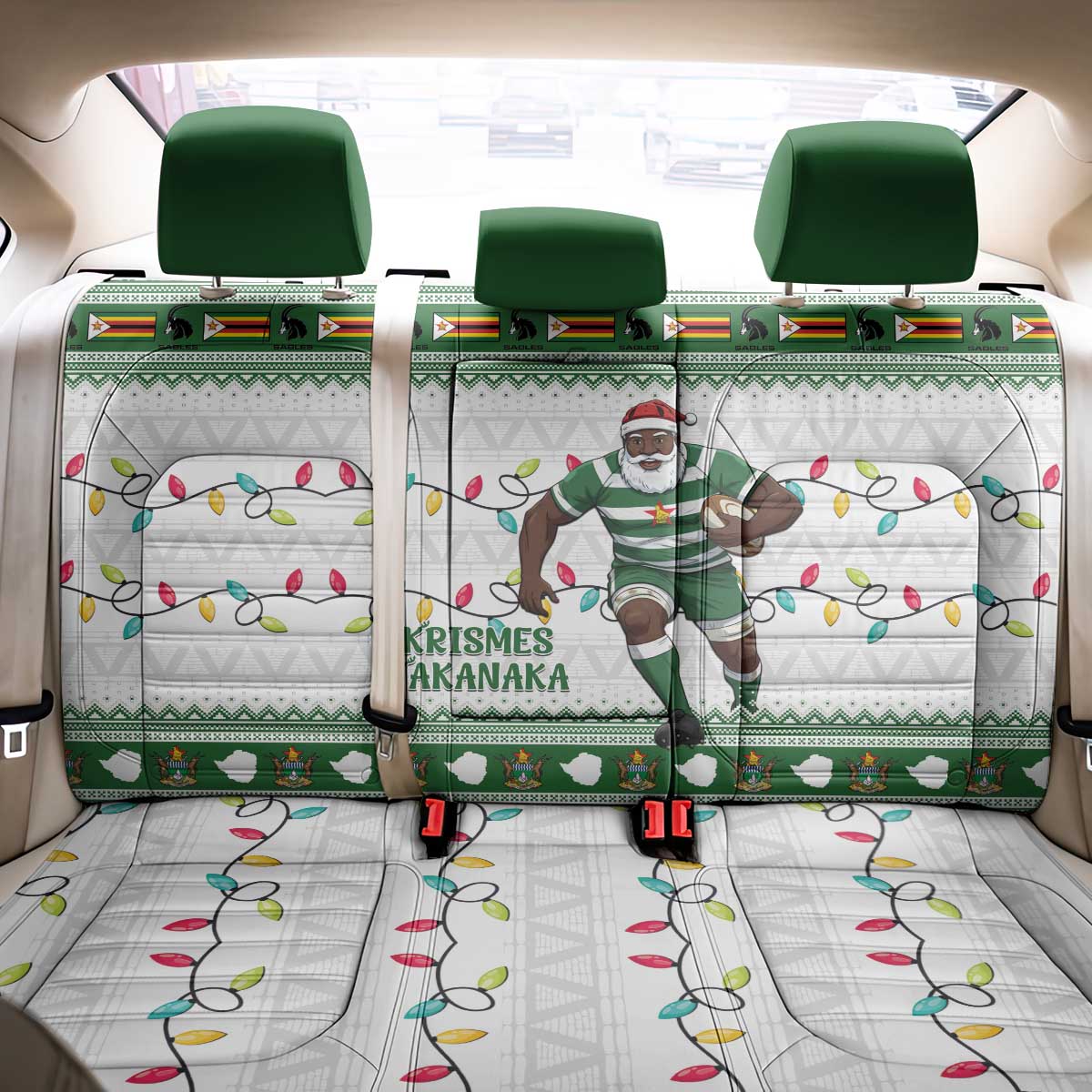 Afro Christmas Rugby Zimbabwe Back Car Seat Cover The Sables Krismes Yakanaka - African Pride