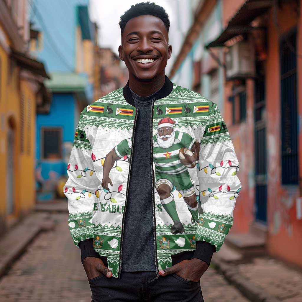 Afro Christmas Rugby Zimbabwe Bomber Jacket The Sables Krismes Yakanaka - African Pride