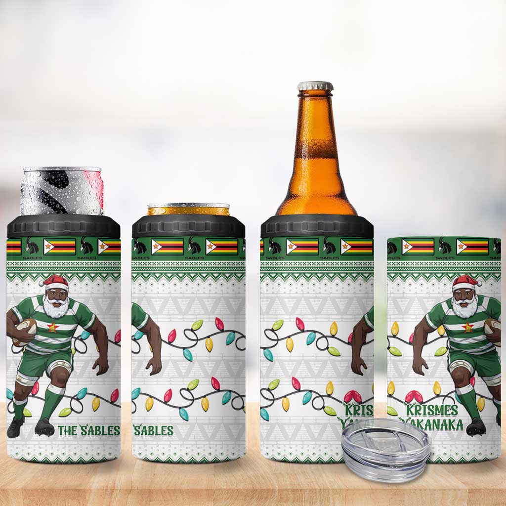 Afro Christmas Rugby Zimbabwe 4 in 1 Can Cooler Tumbler The Sables Krismes Yakanaka - African Pride
