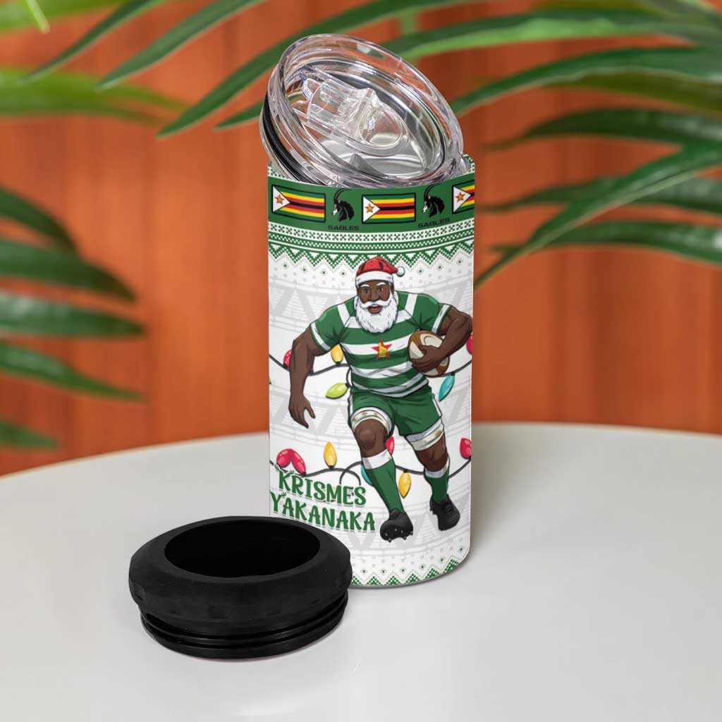 Afro Christmas Rugby Zimbabwe 4 in 1 Can Cooler Tumbler The Sables Krismes Yakanaka - African Pride