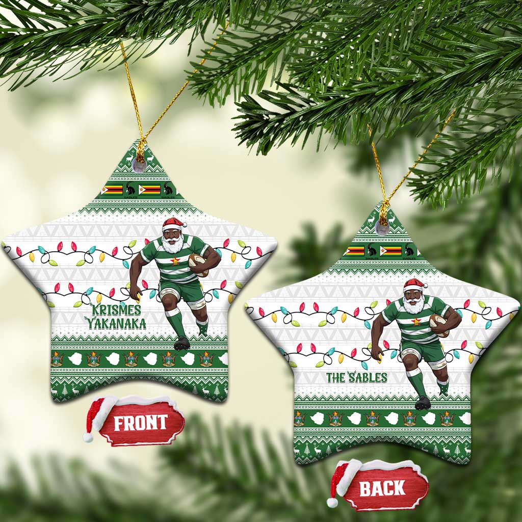 Afro Christmas Rugby Zimbabwe Ceramic Ornament The Sables Krismes Yakanaka - African Pride
