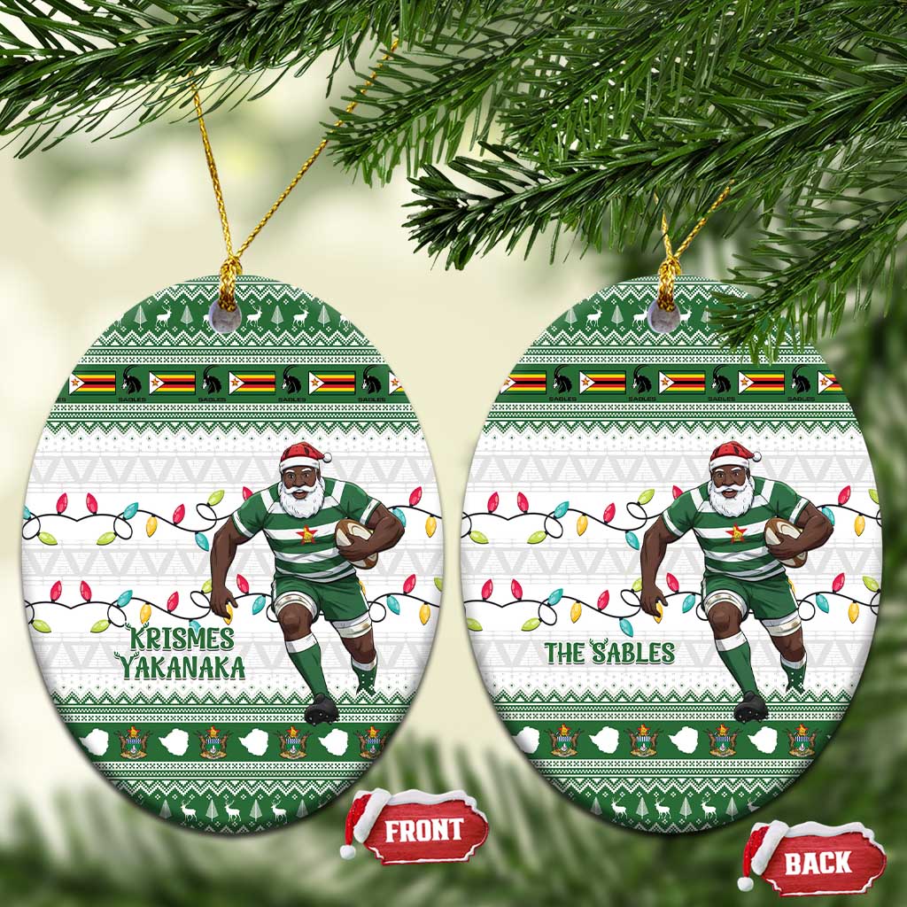 Afro Christmas Rugby Zimbabwe Ceramic Ornament The Sables Krismes Yakanaka - African Pride