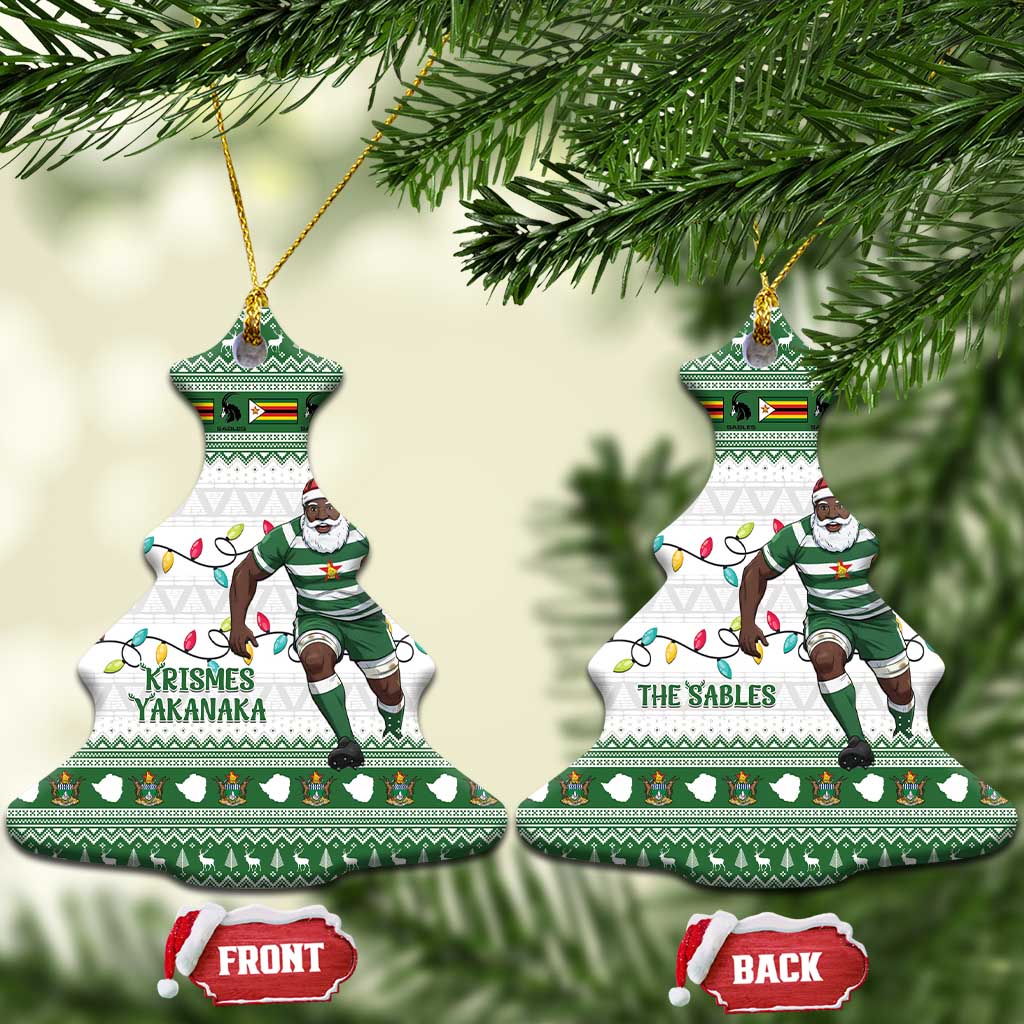 Afro Christmas Rugby Zimbabwe Ceramic Ornament The Sables Krismes Yakanaka - African Pride