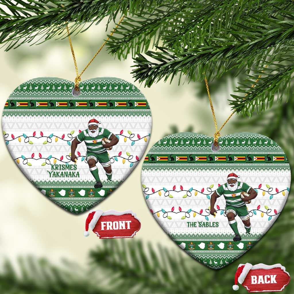 Afro Christmas Rugby Zimbabwe Ceramic Ornament The Sables Krismes Yakanaka - African Pride